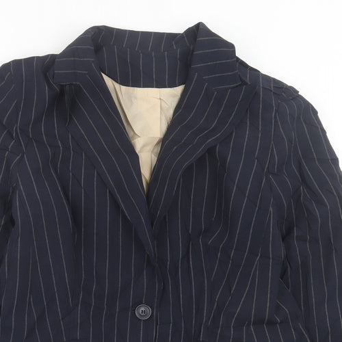 Dorothy Perkins Womens Blue Striped  Jacket Blazer Size 14  Button