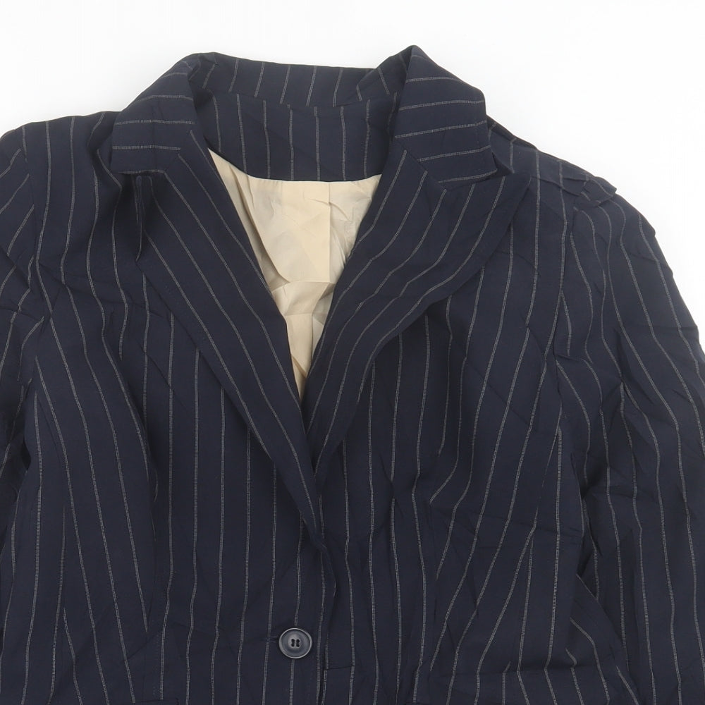 Dorothy Perkins Womens Blue Striped  Jacket Blazer Size 14  Button