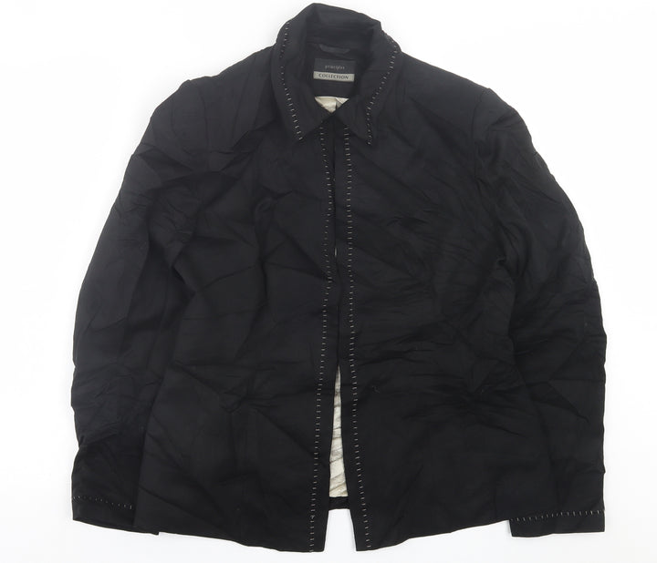 Principles Womens Black Jacket Blazer Size 14 Hook & Eye