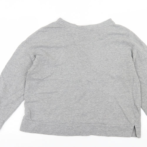 Marks and Spencer Womens Grey Floral Cotton Pullover Sweatshirt Size 14  Pullover