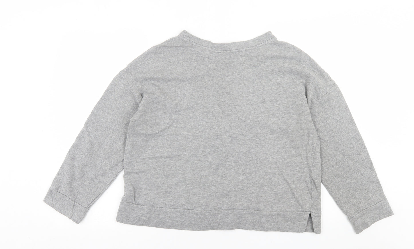 Marks and Spencer Womens Grey Floral Cotton Pullover Sweatshirt Size 14  Pullover