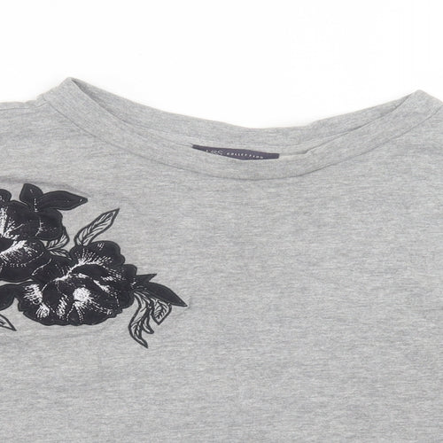 Marks and Spencer Womens Grey Floral Cotton Pullover Sweatshirt Size 14  Pullover