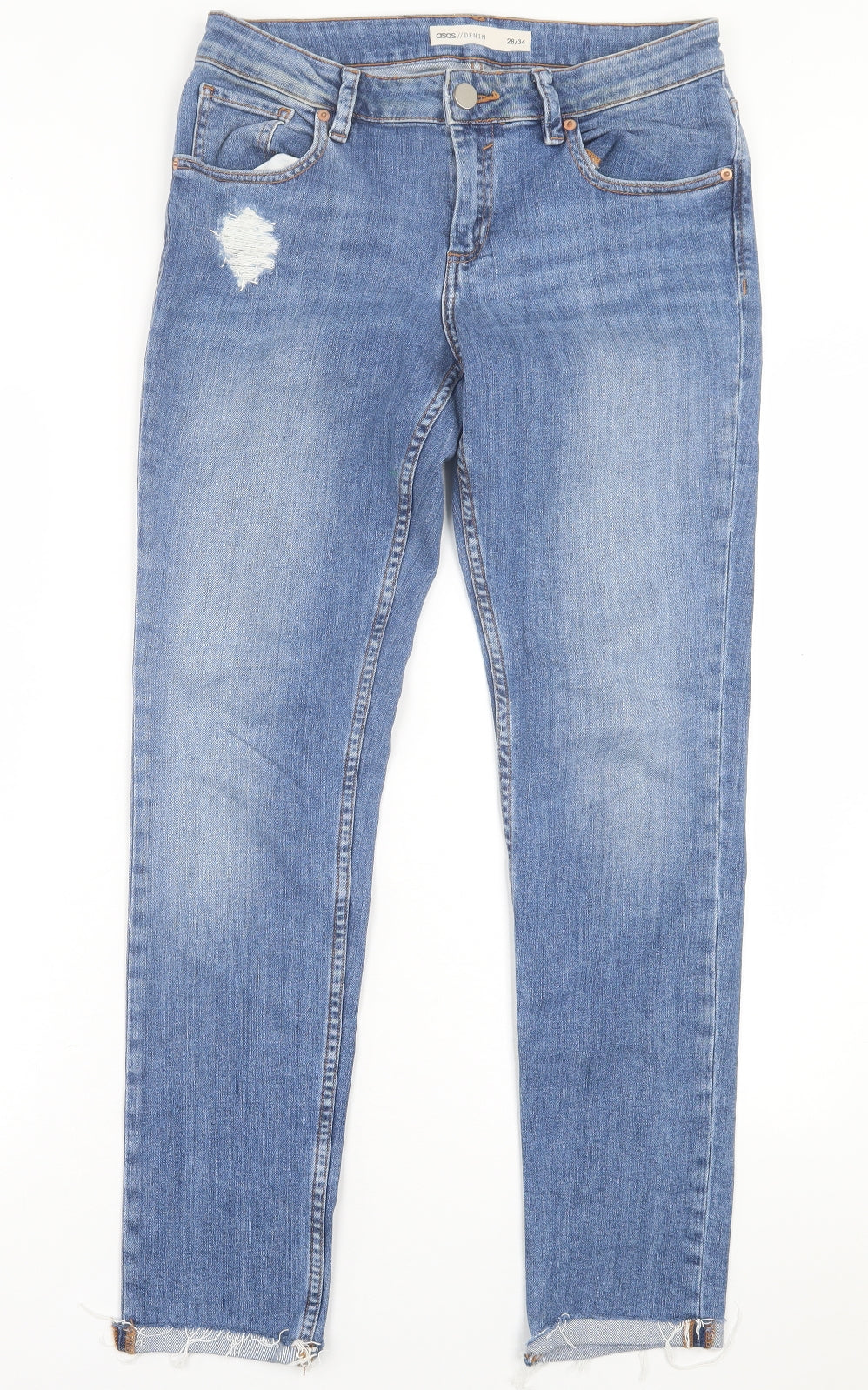 ASOS Mens Blue  Viscose Straight Jeans Size 28 in L34 in Regular Button