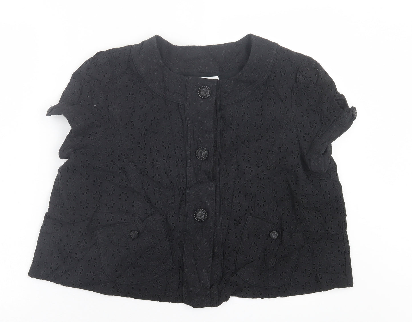 Papaya Womens Black Floral  Jacket Blazer Size 16  Button