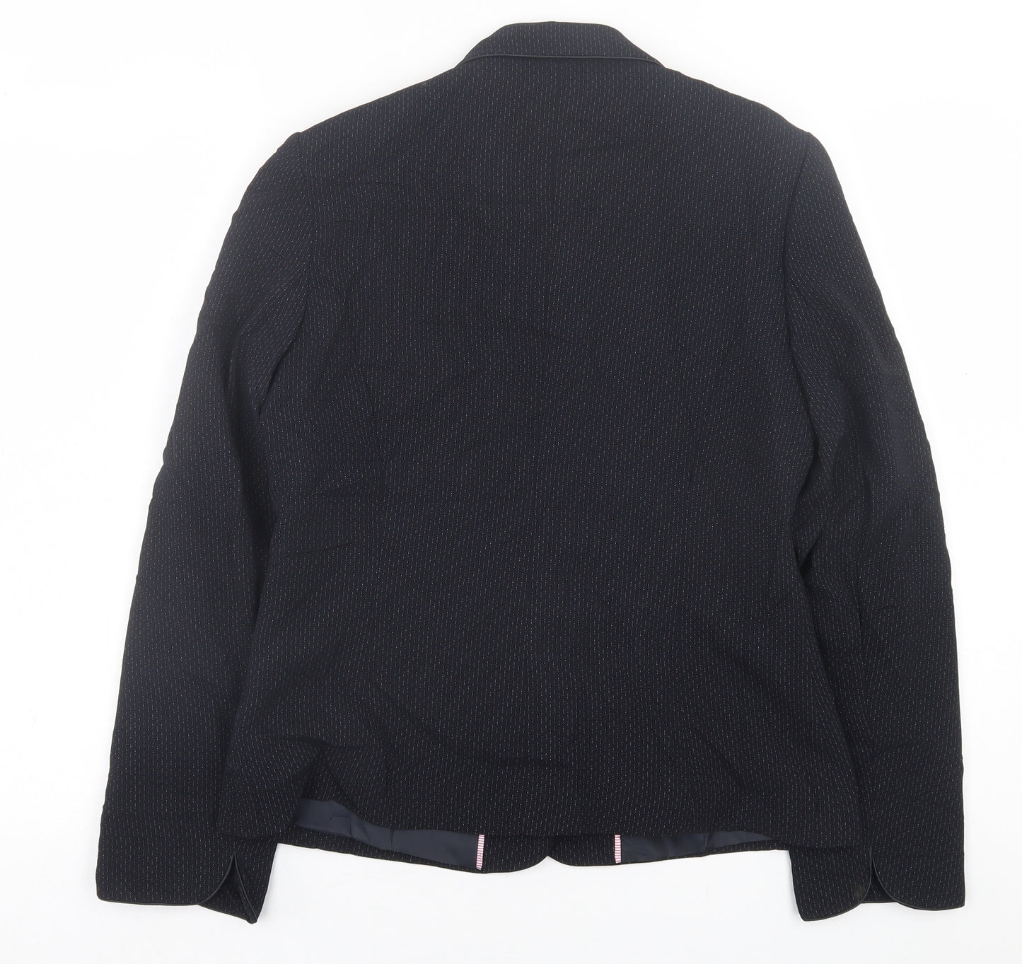Klass Womens Black Geometric  Jacket Blazer Size 12  Button