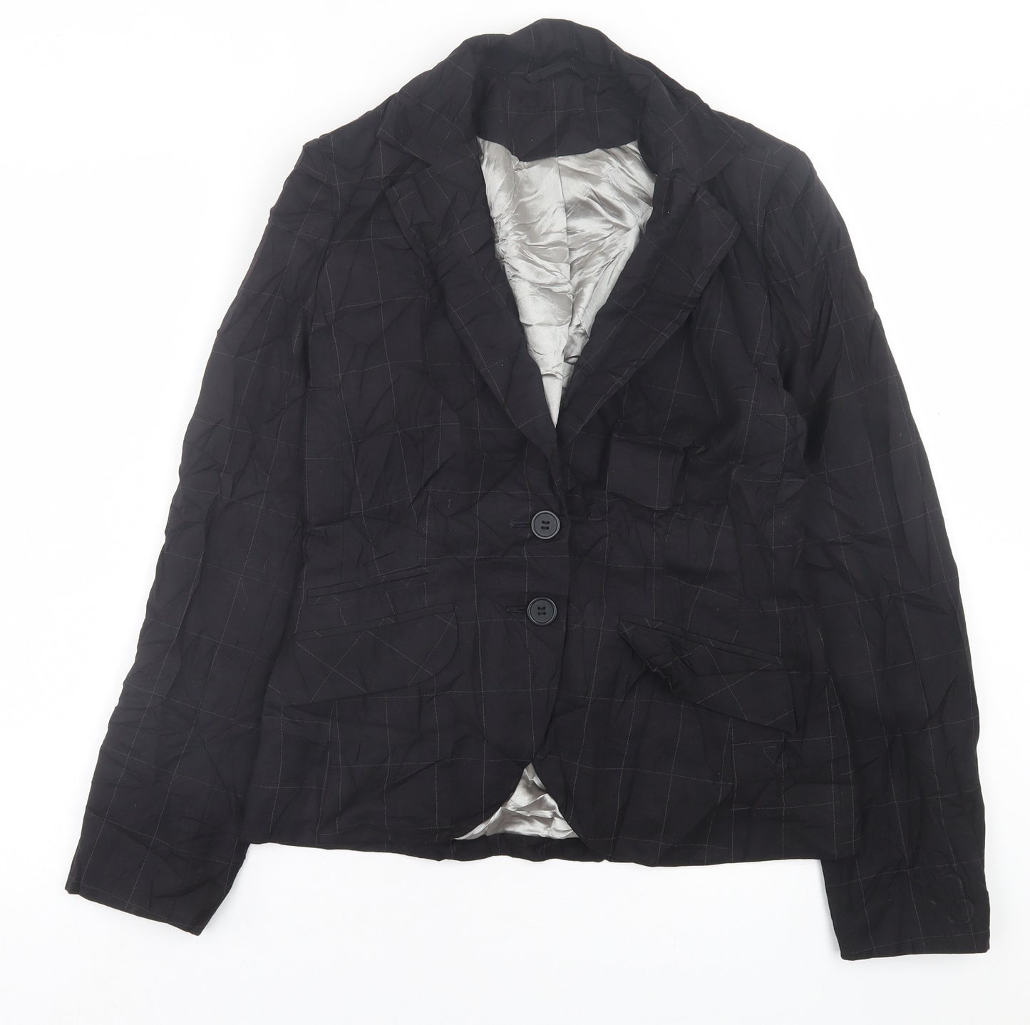 Dorothy Perkins Womens Black Check  Jacket Blazer Size 12  Button