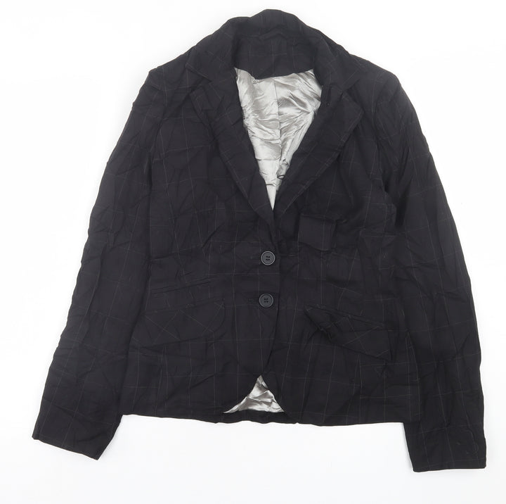 Dorothy Perkins Womens Black Check  Jacket Blazer Size 12  Button