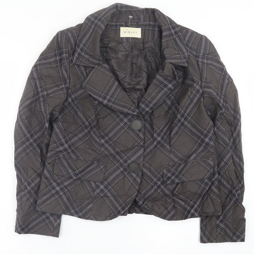 Minuet Womens Grey Plaid  Jacket Blazer Size 16  Button