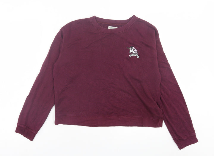 Pull&Bear Womens Purple Polyester Pullover Sweatshirt Size M Pullover