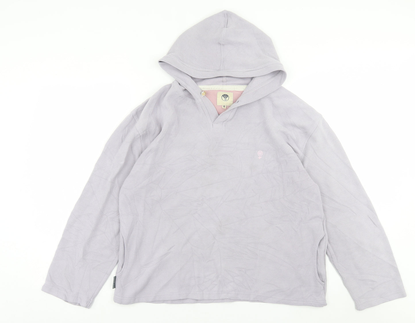 Preworn Womens Purple  Cotton Pullover Hoodie Size 16  Pullover