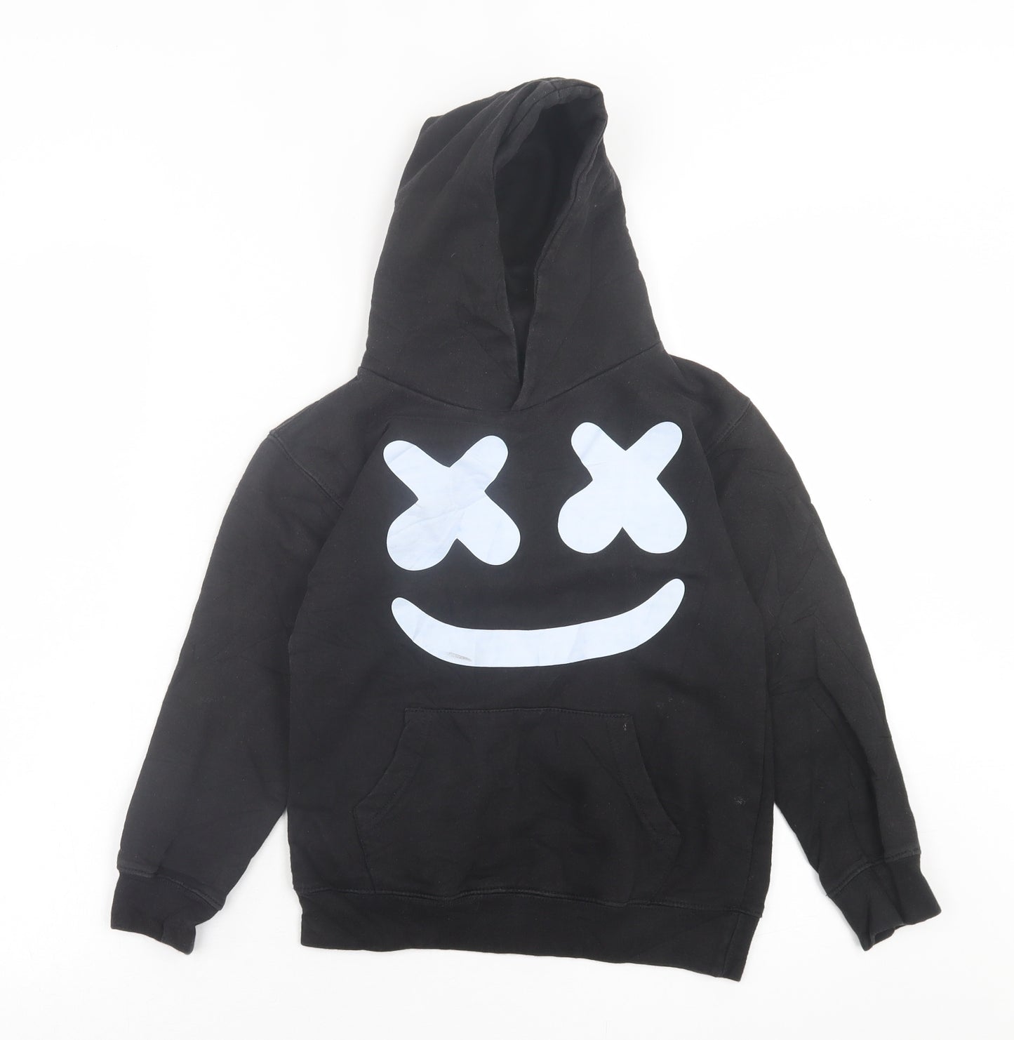 Preworn Boys Black  Cotton Pullover Hoodie Size 7-8 Years  Pullover