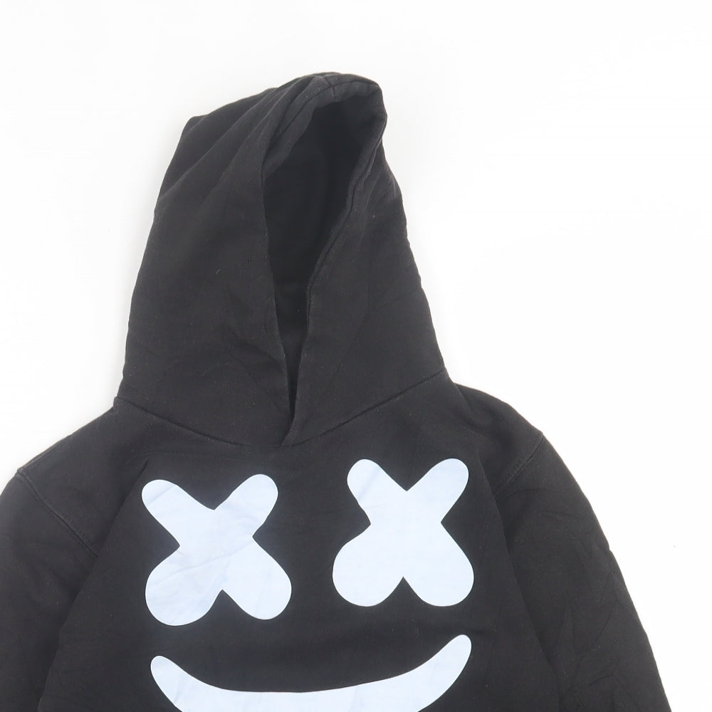 Preworn Boys Black  Cotton Pullover Hoodie Size 7-8 Years  Pullover