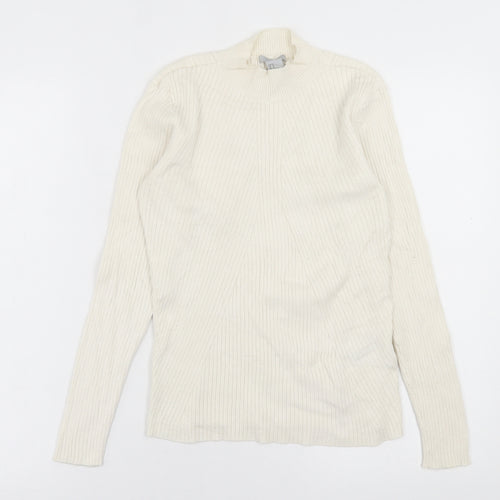 H&M Womens Ivory High Neck  Viscose Pullover Jumper Size M