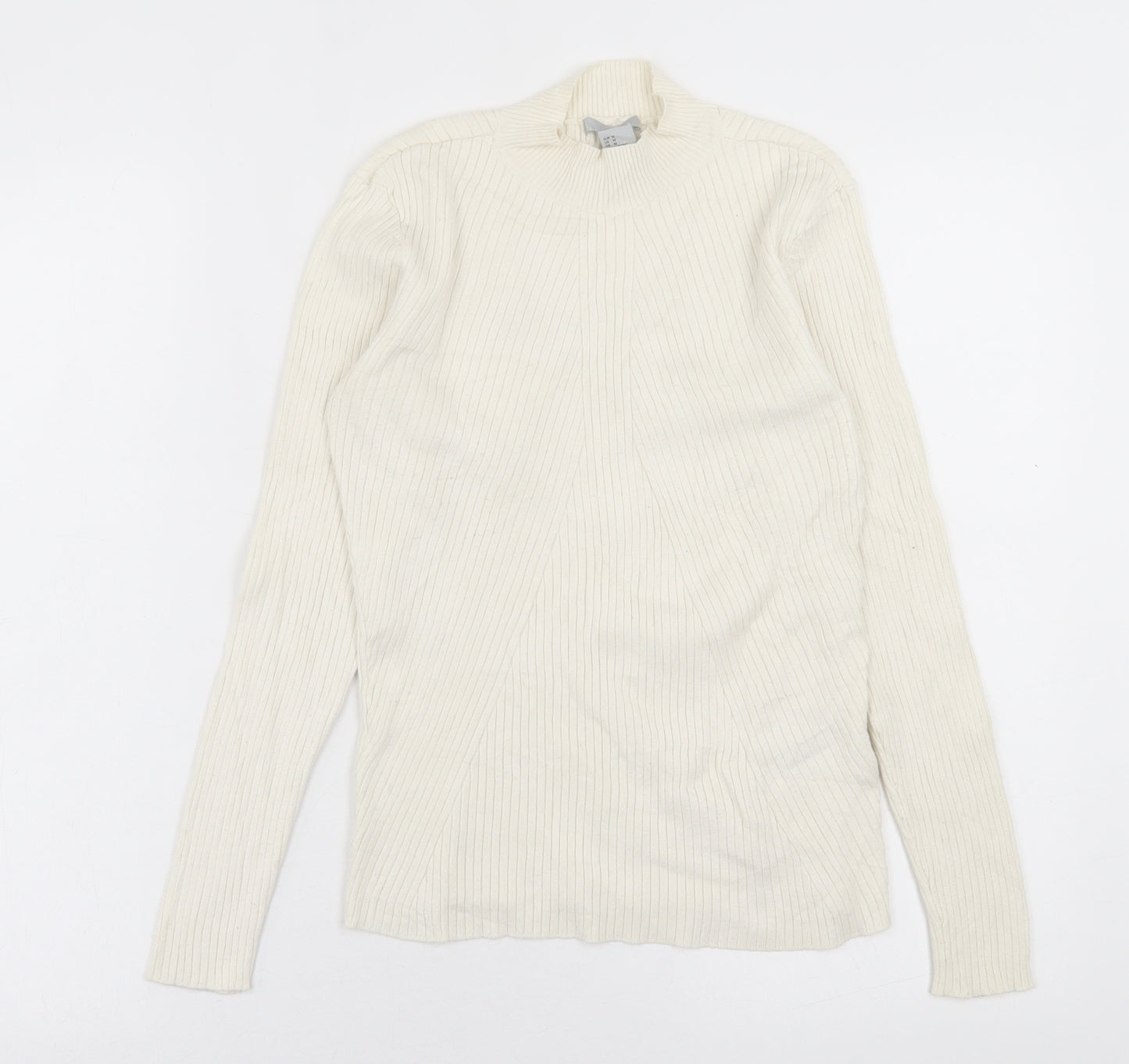 H&M Womens Ivory High Neck  Viscose Pullover Jumper Size M