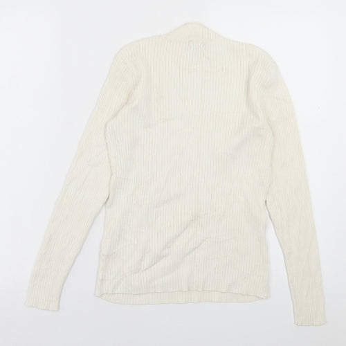 H&M Womens Ivory High Neck  Viscose Pullover Jumper Size M