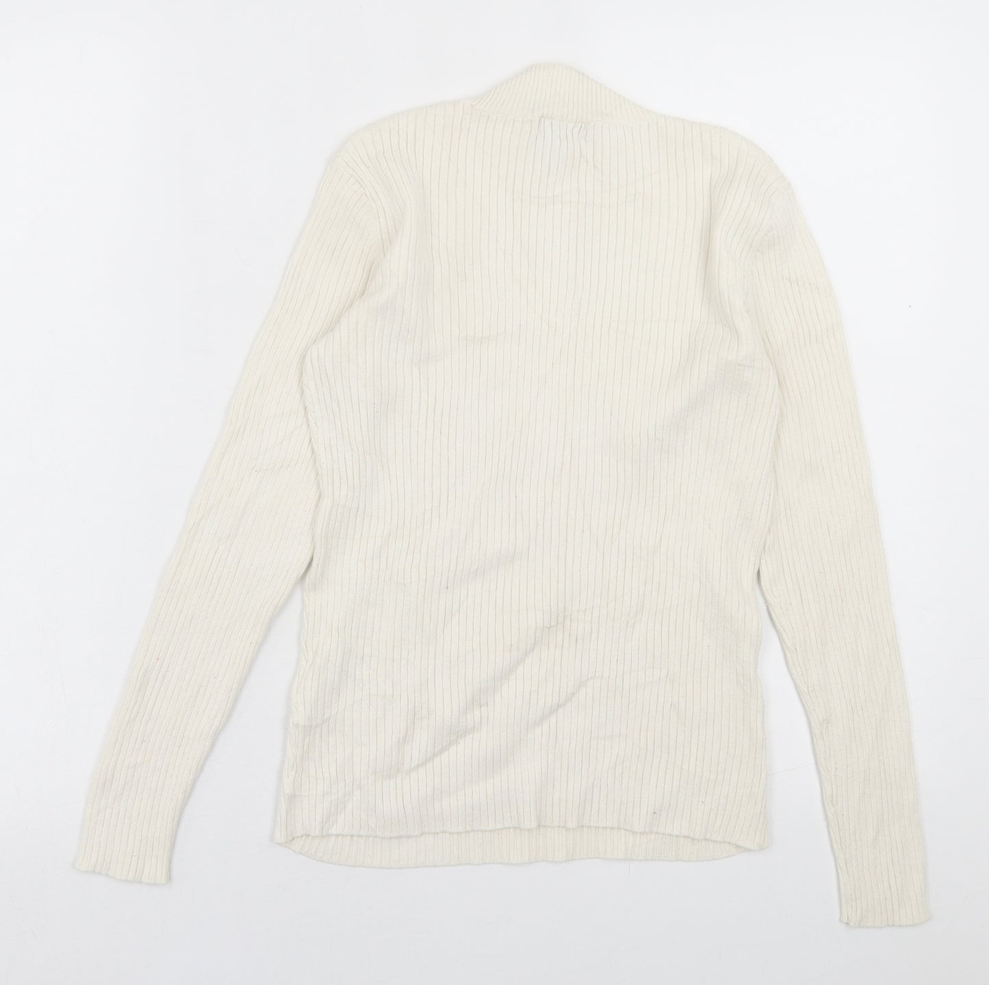 H&M Womens Ivory High Neck  Viscose Pullover Jumper Size M