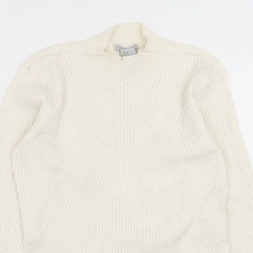 H&M Womens Ivory High Neck  Viscose Pullover Jumper Size M