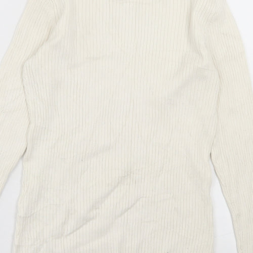 H&M Womens Ivory High Neck  Viscose Pullover Jumper Size M
