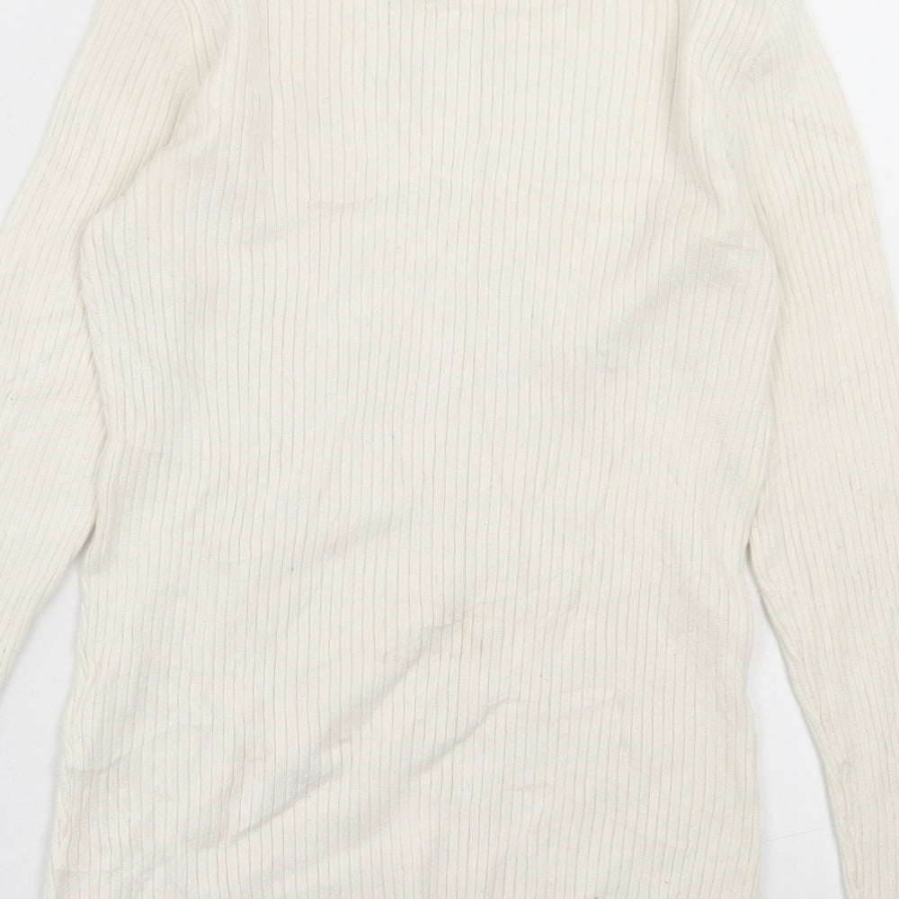 H&M Womens Ivory High Neck  Viscose Pullover Jumper Size M