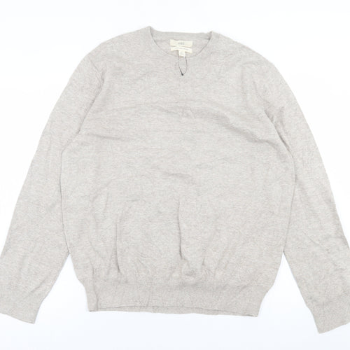 Marks and Spencer Mens Beige Crew Neck  Cotton Pullover Jumper Size XL