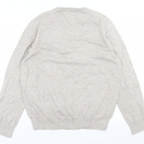 Marks and Spencer Mens Beige Crew Neck  Cotton Pullover Jumper Size XL