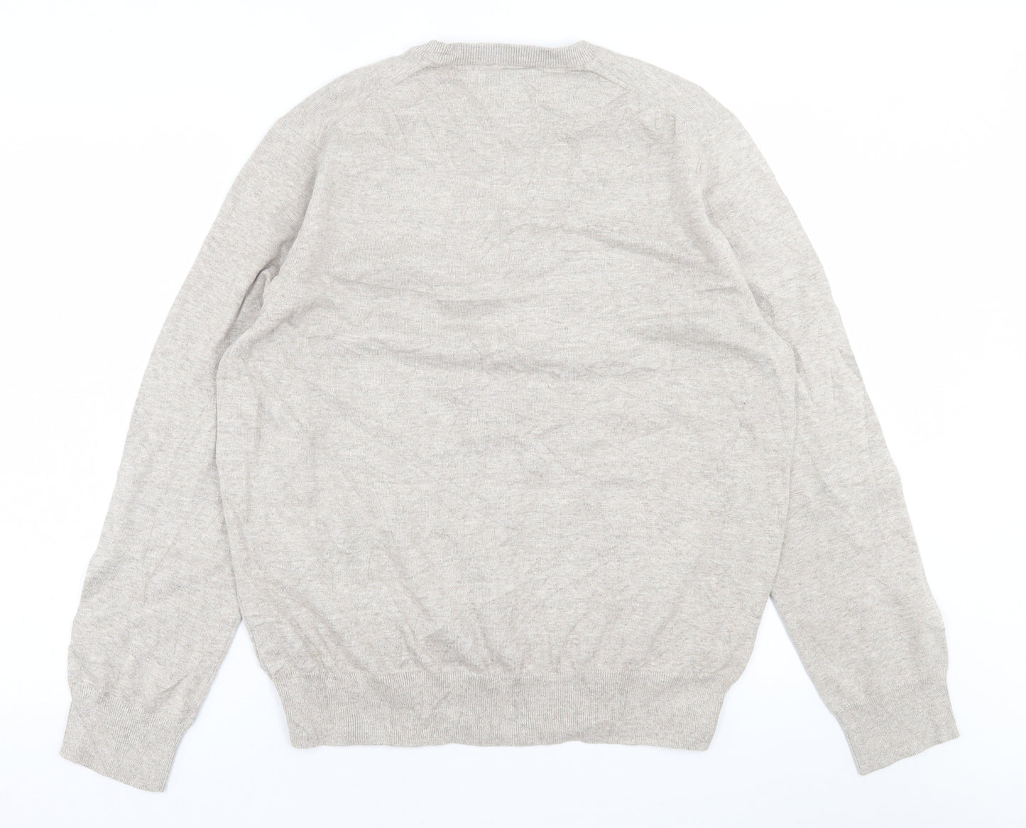Marks and Spencer Mens Beige Crew Neck  Cotton Pullover Jumper Size XL