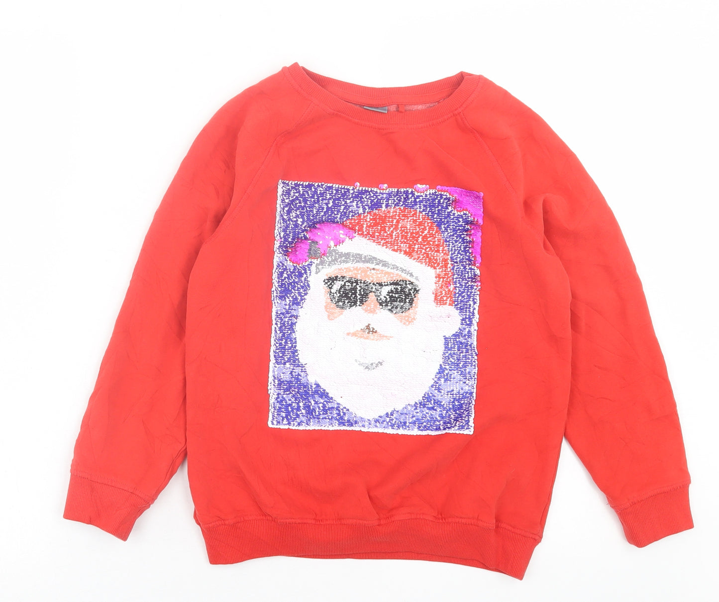 NEXT Girls Red  Cotton Pullover Sweatshirt Size 12 Years  Pullover - Christmas Print
