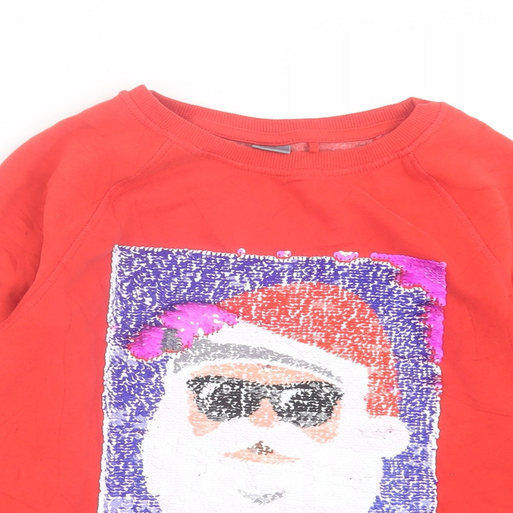NEXT Girls Red  Cotton Pullover Sweatshirt Size 12 Years  Pullover - Christmas Print