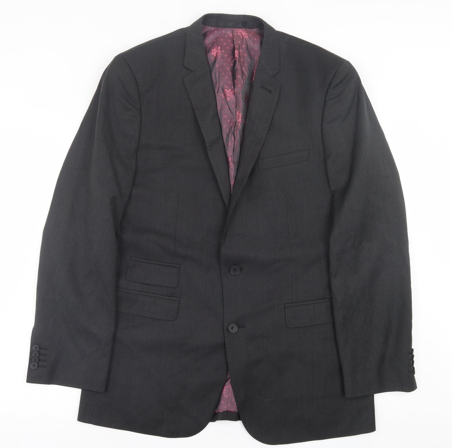 Limited collection Mens Black Striped Polyester Jacket Suit Jacket Size 42