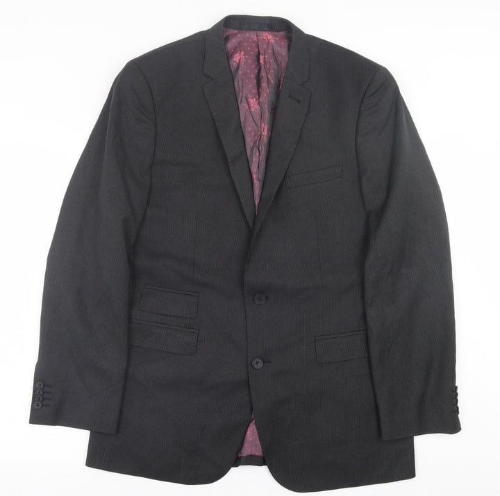 Limited collection Mens Black Striped Polyester Jacket Suit Jacket Size 42