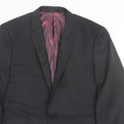 Limited collection Mens Black Striped Polyester Jacket Suit Jacket Size 42