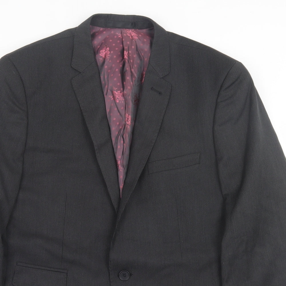 Limited collection Mens Black Striped Polyester Jacket Suit Jacket Size 42