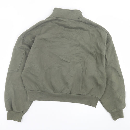 H&M Womens Green High Neck  Cotton Pullover Jumper Size S