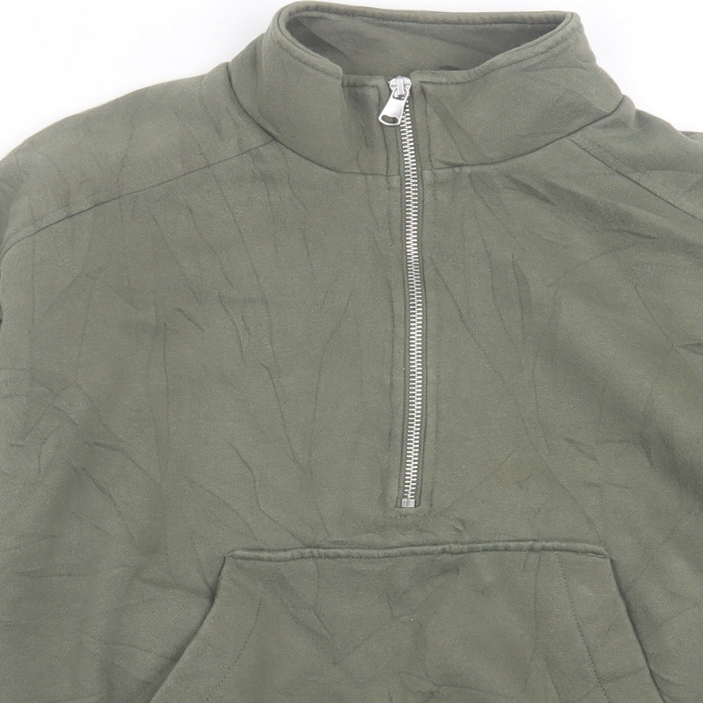 H&M Womens Green High Neck  Cotton Pullover Jumper Size S