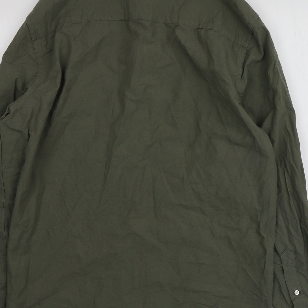 H&M Mens Green  Cotton  Button-Up Size L Collared