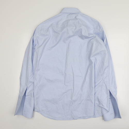 Profuomo Mens Blue  Cotton  Button-Up Size 45 Collared