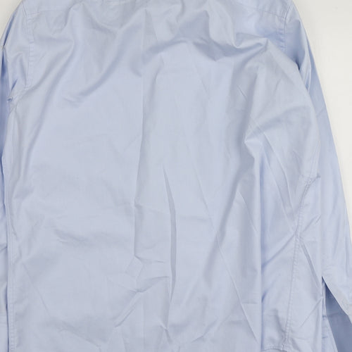 Profuomo Mens Blue  Cotton  Button-Up Size 45 Collared