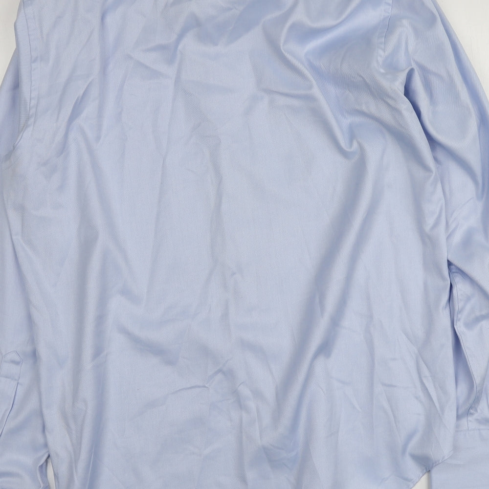 Profuomo Mens Blue  Cotton  Button-Up Size 45 Collared