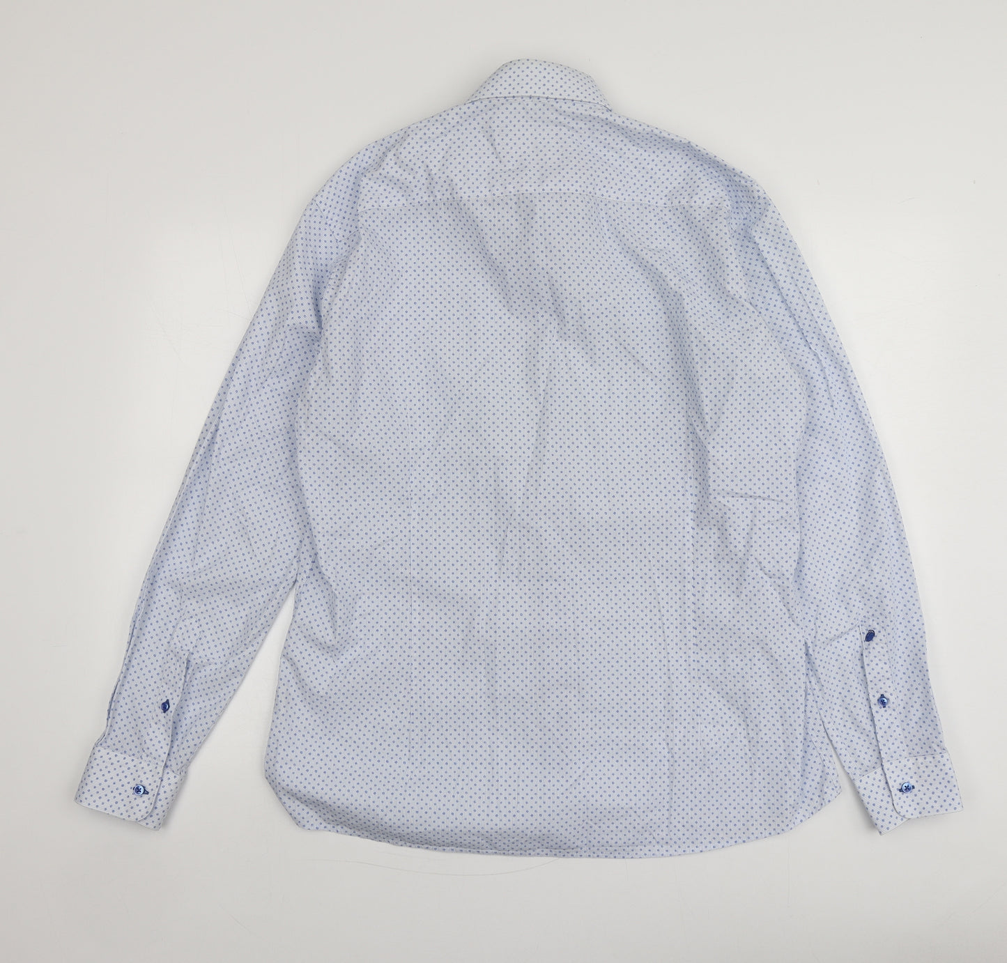 Pope Mens Blue Geometric Cotton  Button-Up Size XL Collared