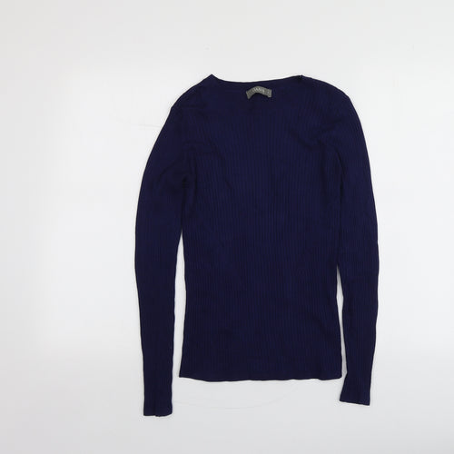 Oasis Womens Blue Round Neck  Viscose Pullover Jumper Size S