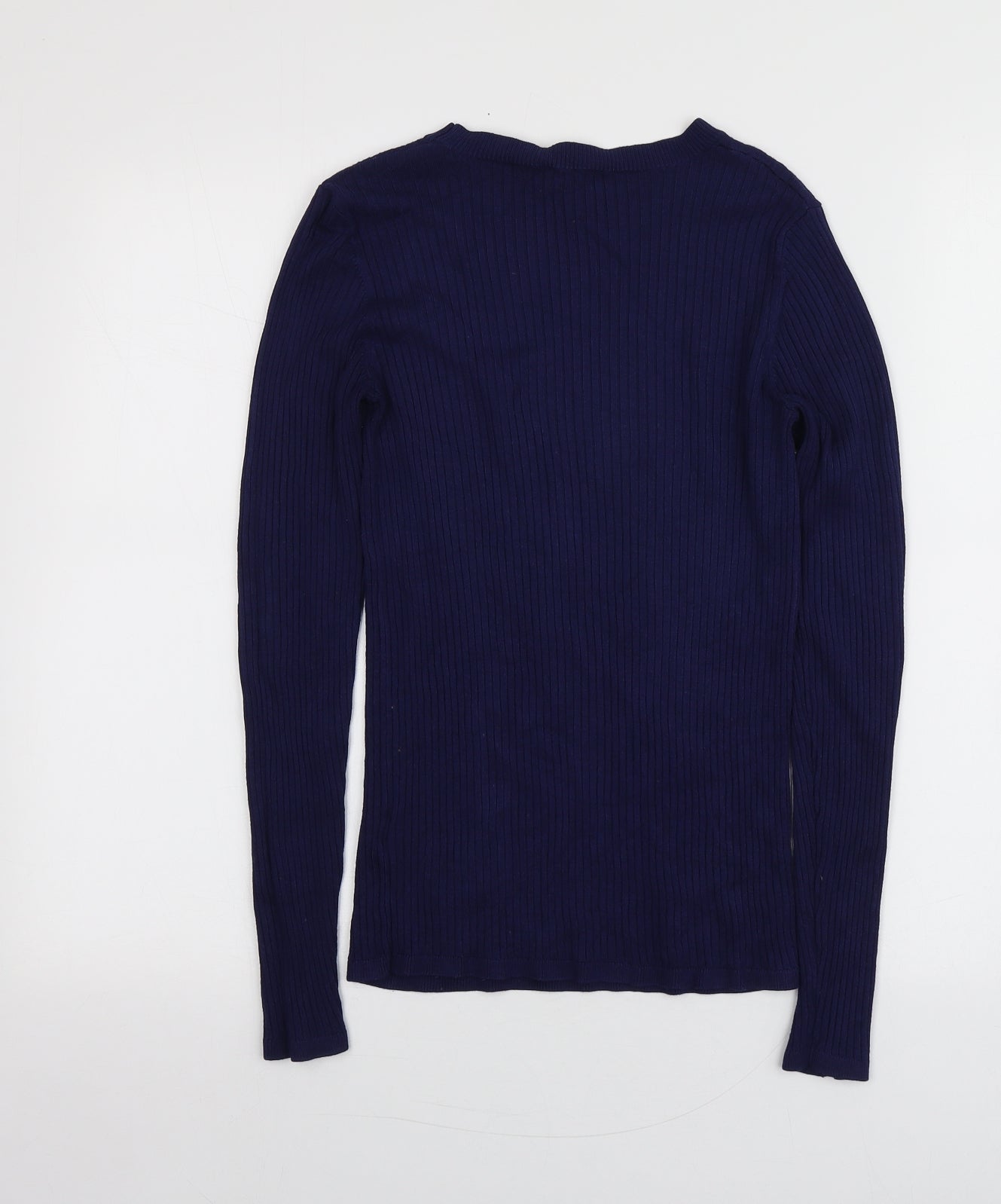 Oasis Womens Blue Round Neck  Viscose Pullover Jumper Size S