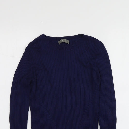 Oasis Womens Blue Round Neck  Viscose Pullover Jumper Size S