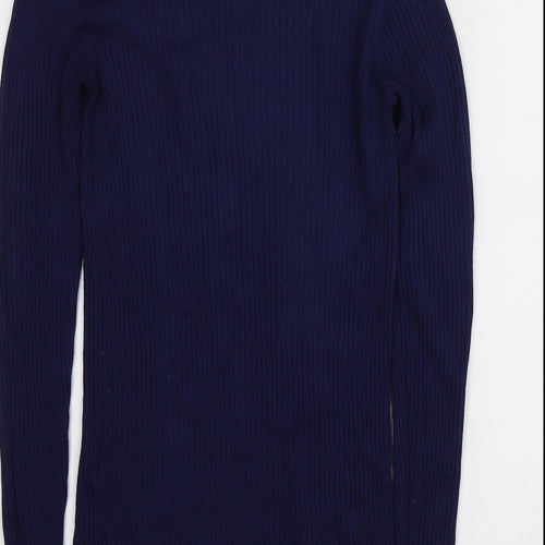 Oasis Womens Blue Round Neck  Viscose Pullover Jumper Size S