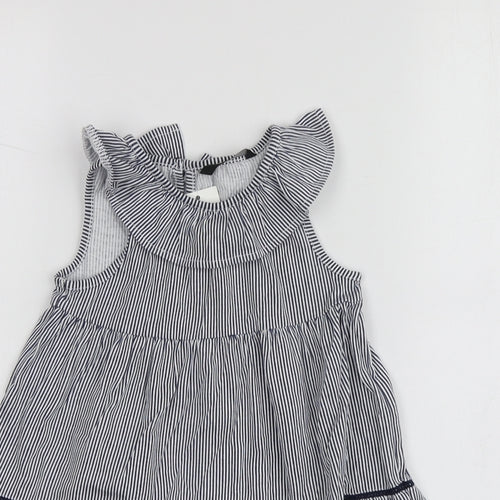 George Girls Blue Striped 100% Cotton Trapeze & Swing  Size 18-24 Months  Round Neck