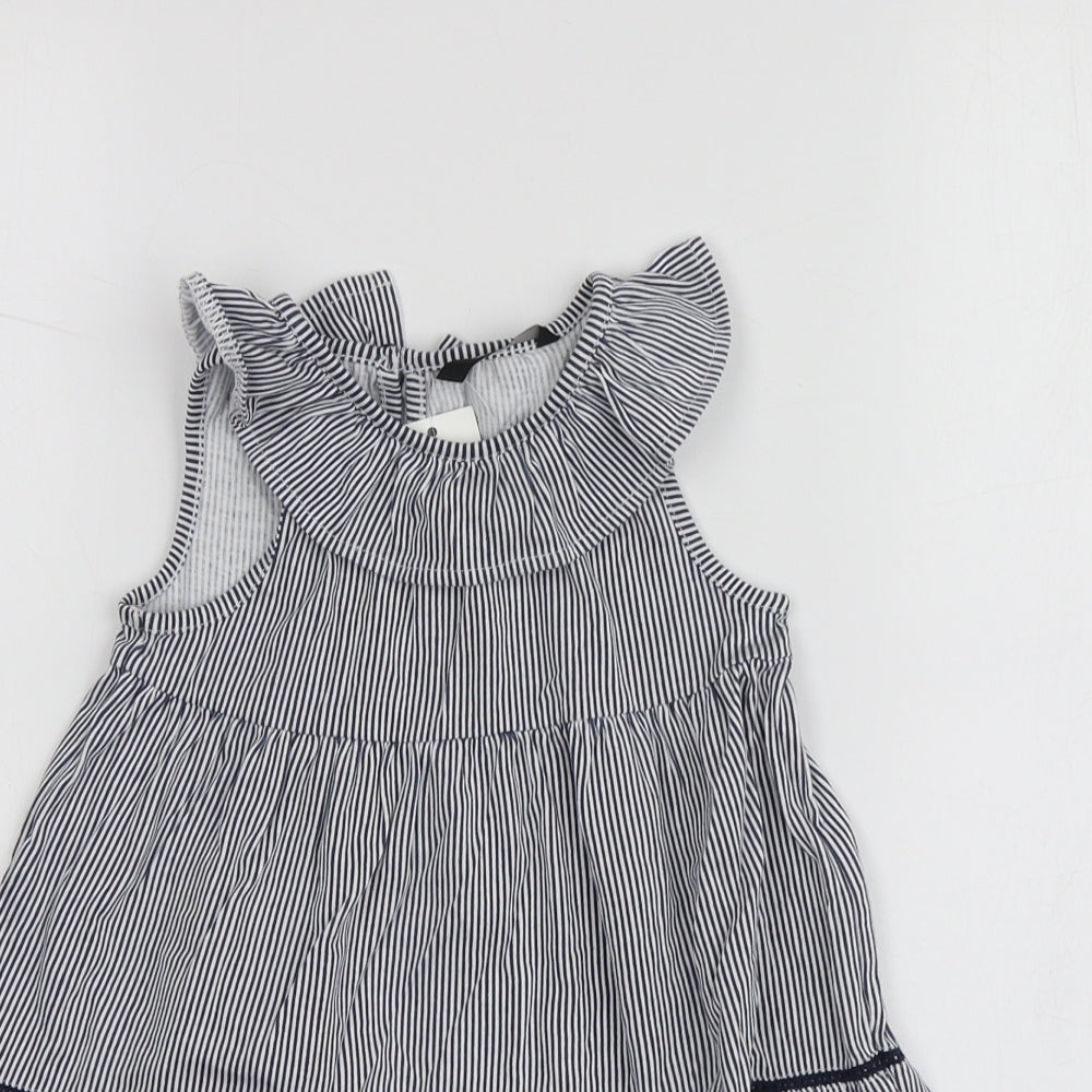 George Girls Blue Striped 100% Cotton Trapeze & Swing  Size 18-24 Months  Round Neck