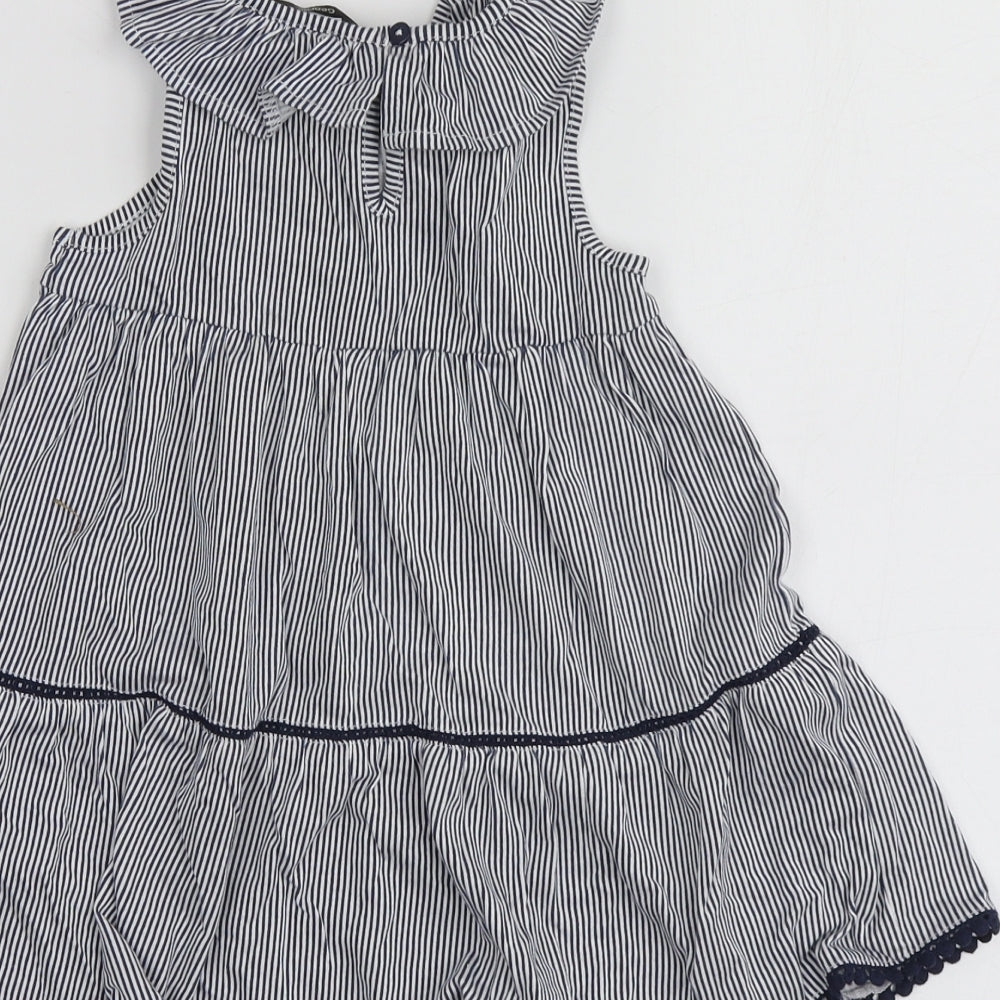 George Girls Blue Striped 100% Cotton Trapeze & Swing  Size 18-24 Months  Round Neck