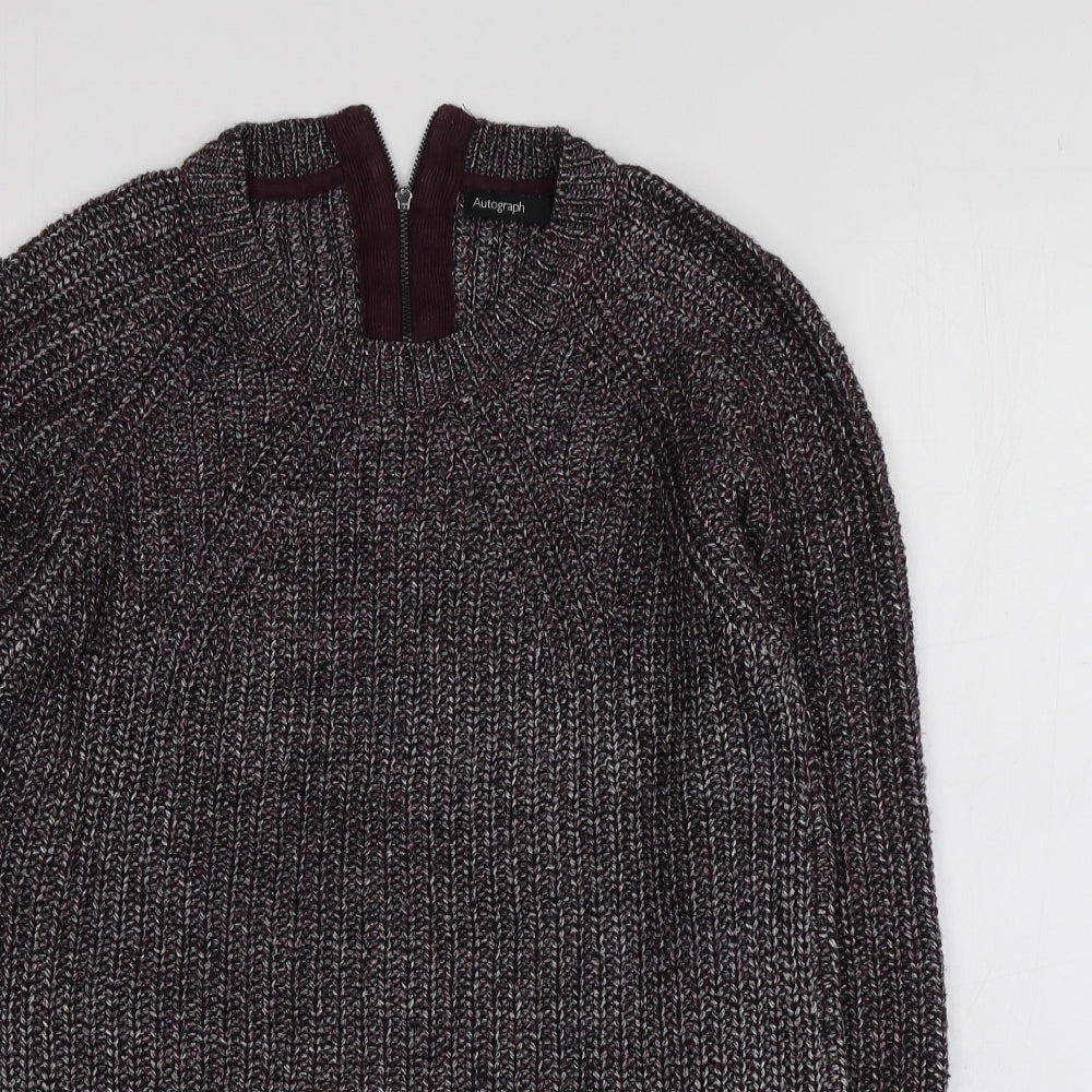 Autograph Womens Purple Round Neck  Polyamide Pullover Jumper Size 12