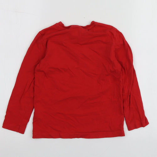 Disney Boys Red Geometric 100% Cotton Basic T-Shirt Size 5-6 Years Round Neck