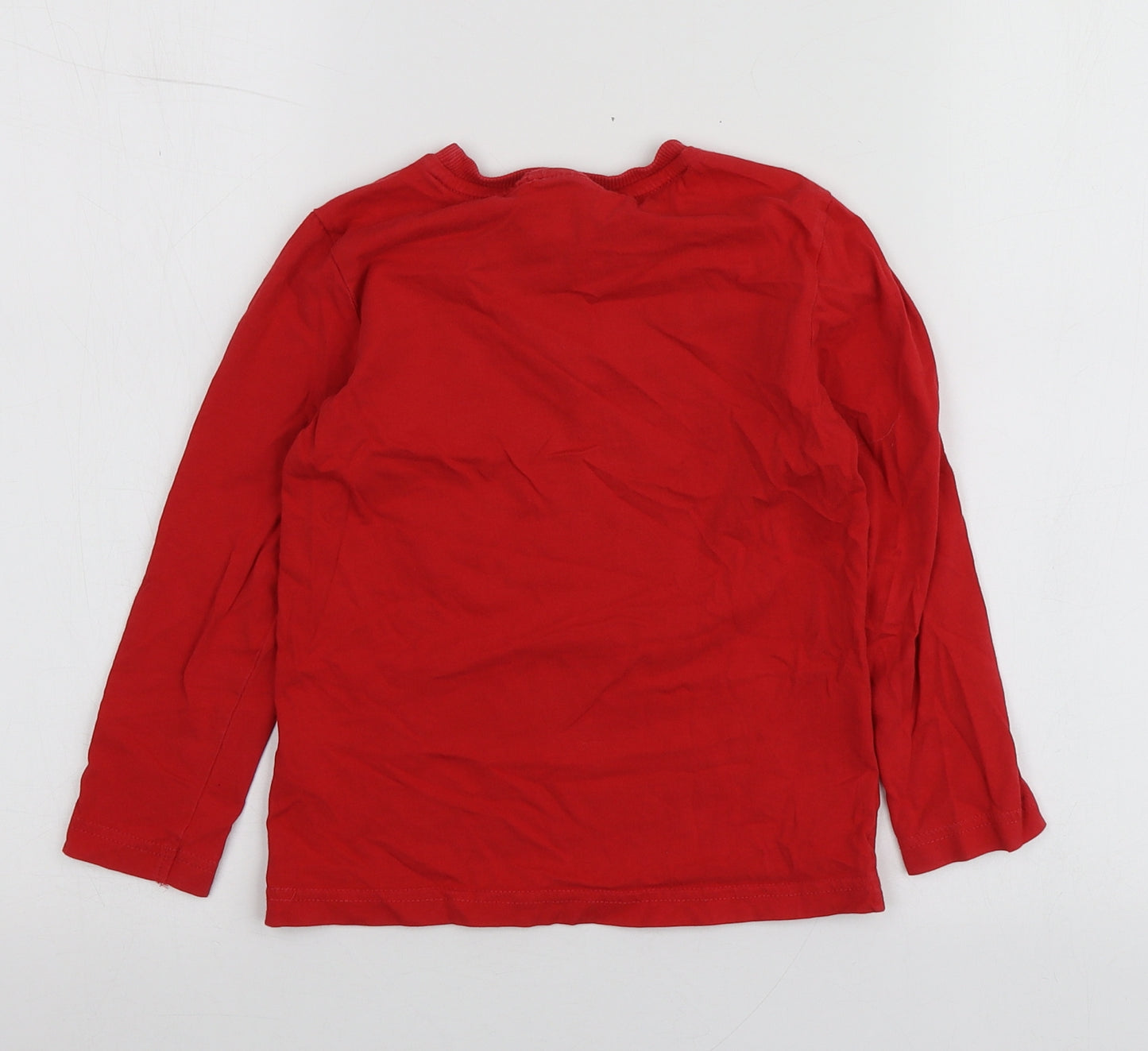 Disney Boys Red Geometric 100% Cotton Basic T-Shirt Size 5-6 Years Round Neck