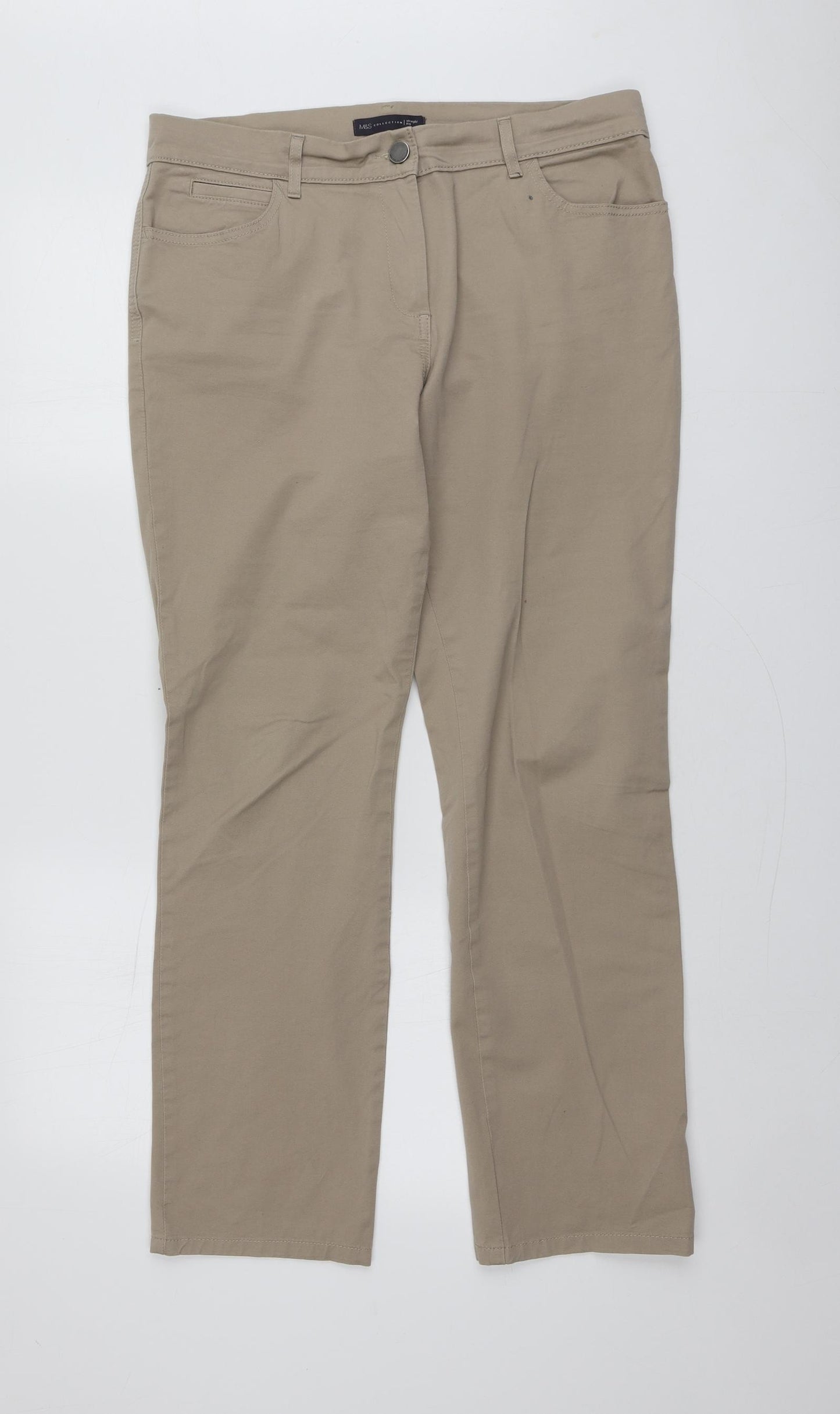 M&S Mens Beige  Cotton Trousers  Size 42 L29 in Regular